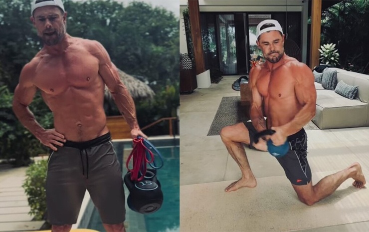 Chris Hemsworth tập luyện trong kỳ nghỉ trước khi trở lại đóng phim mới. Ảnh: Men's Health