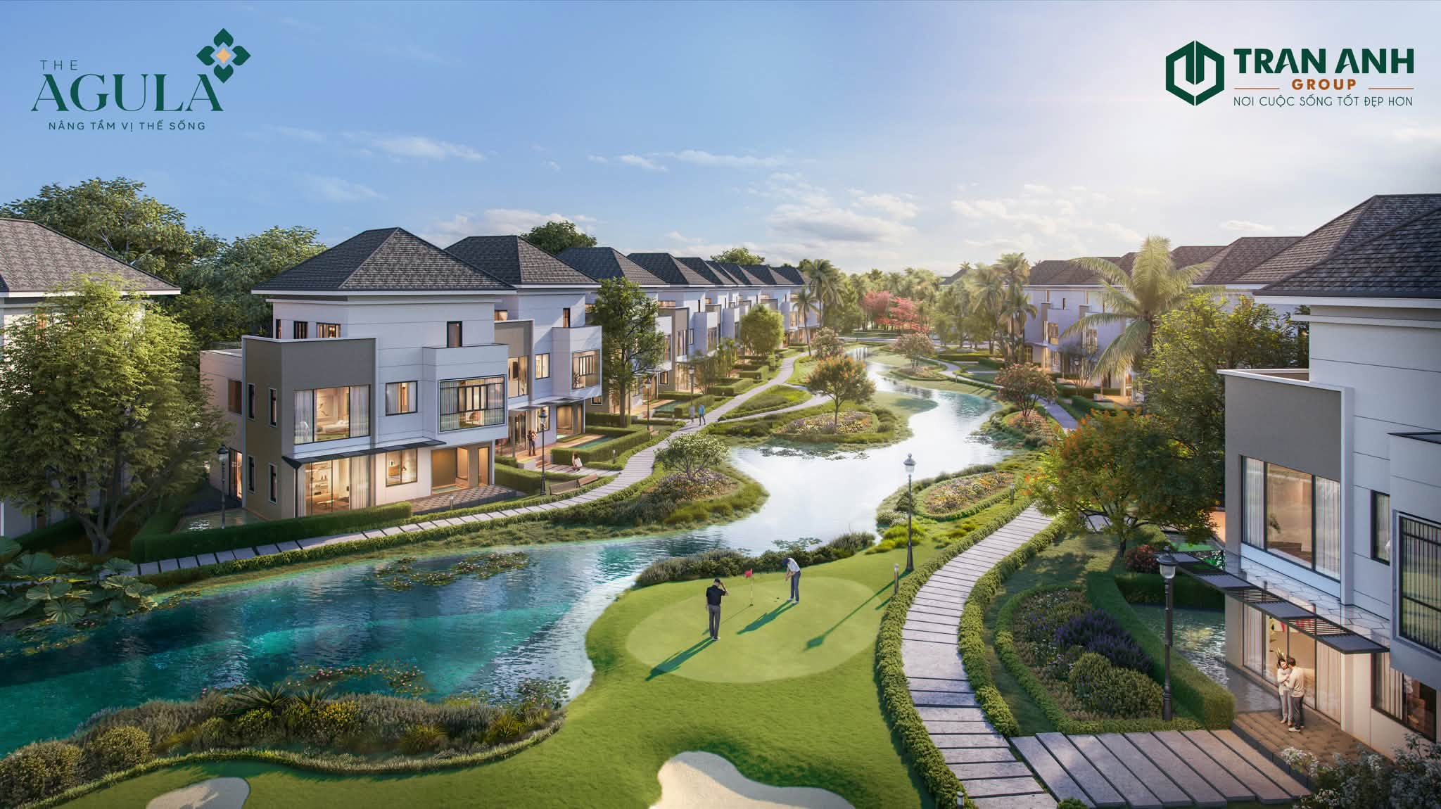Sân Golf kết hợp hệ cảnh quan xanh và mặt nước đan xen góp phần kiến tạo môi trường sống trong lành, nâng cao chất lượng sống cho cư dân.