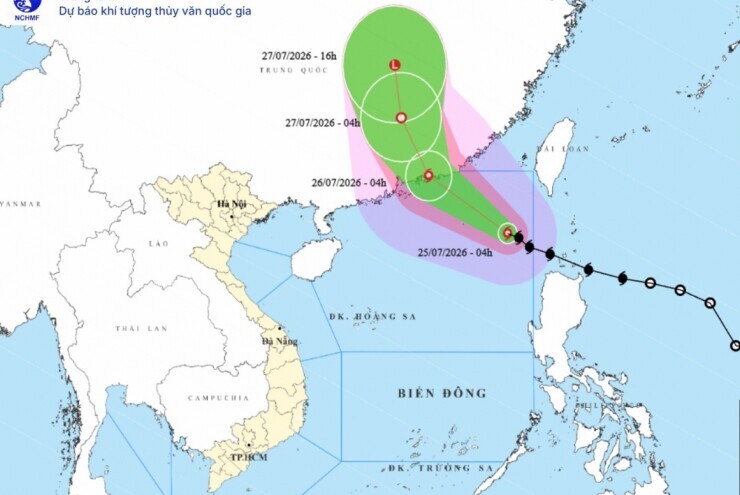Bão số 2 di chuyển theo hướng Tây Tây Bắc, có khả năng đạt cấp 12