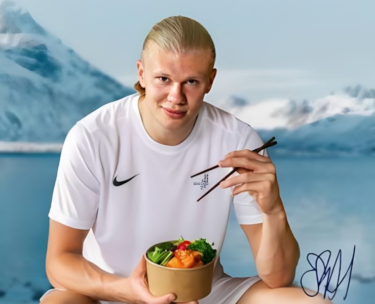 Erling Haaland không chỉ ghi bàn trên sân cỏ World Cup mà còn đang tạo ra một "cơn sốt kinh tế" cho Na Uy, từ áo đấu, dây buộc tóc đến xuất khẩu cá hồi. Ảnh: IG