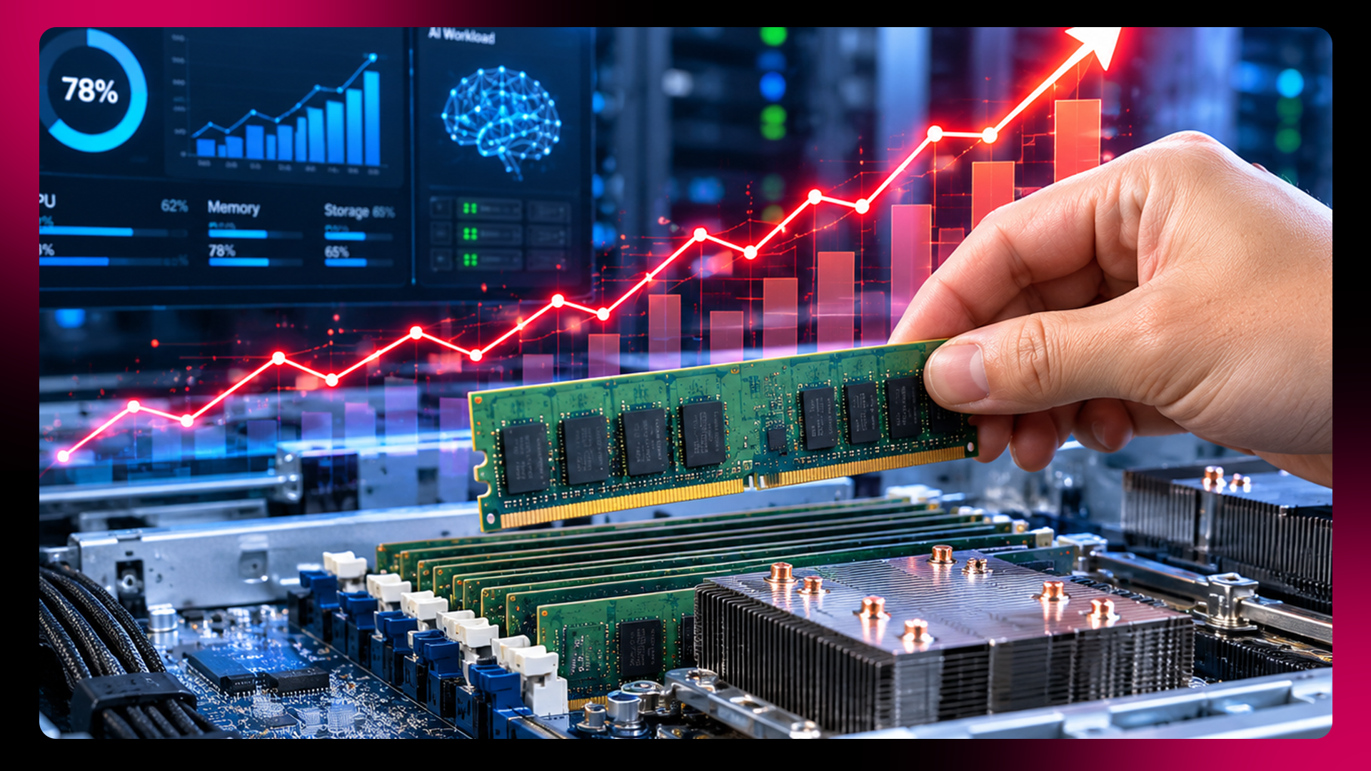 Hoạt động huấn luyện AI đang đẩy giá RAM tăng mạnh. (Nguồn: TMT)