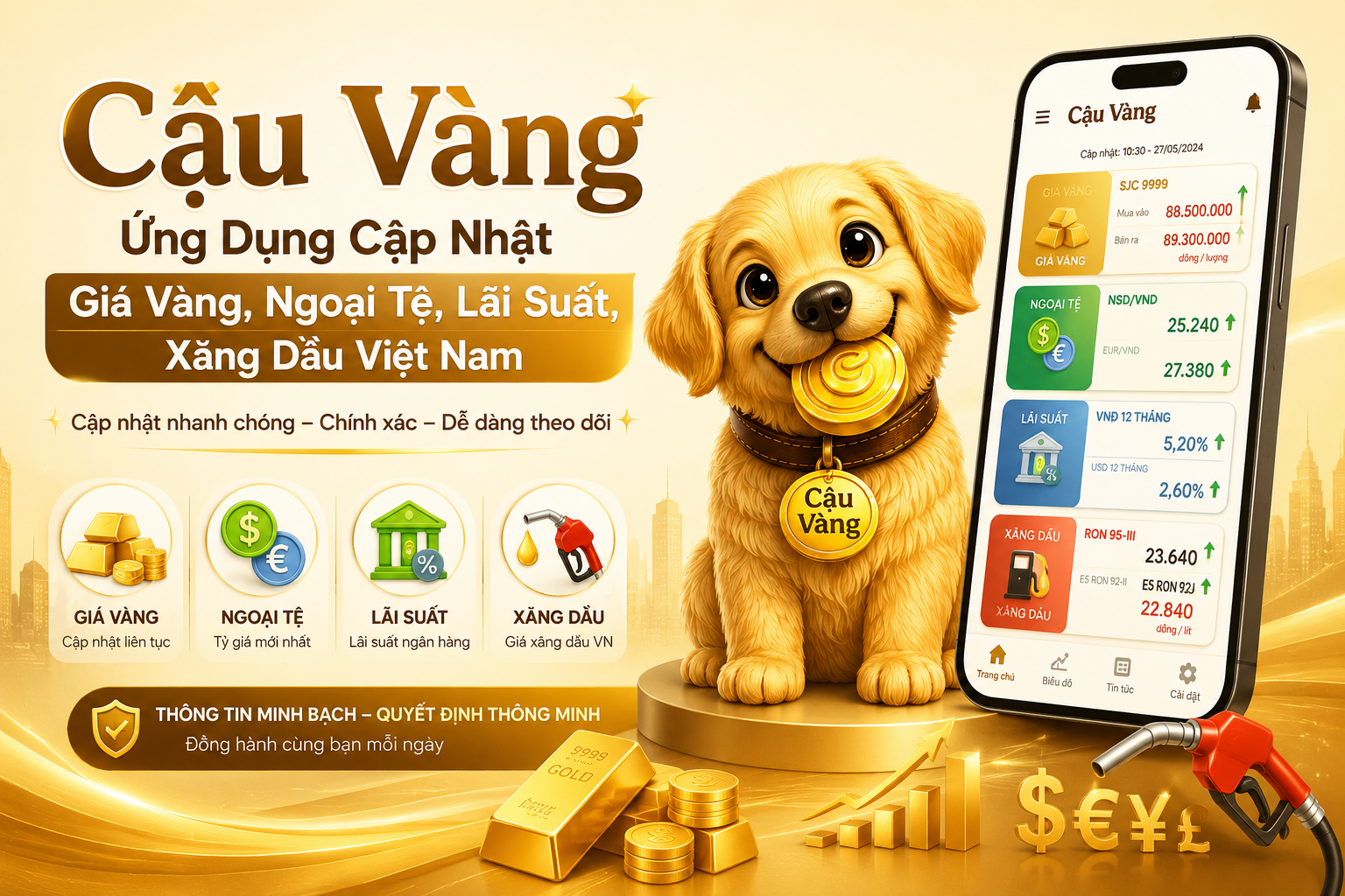 KHC GLOBAL ra mắt "Cậu Vàng" – Ứng dụng và website giúp người Việt theo dõi giá vàng, tỷ giá, xăng dầu miễn phí - 1