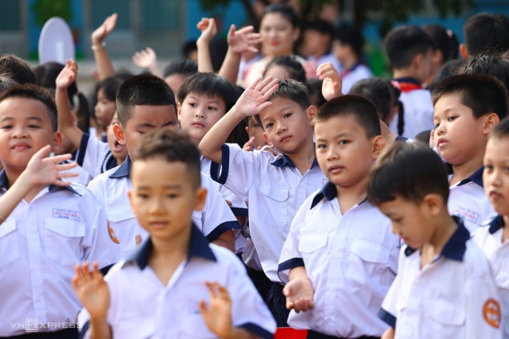 Học sinh trường Tiểu học Bùi Văn Mới, phường Phước Long,   tháng 9/2025. Ảnh: Quỳnh Trần