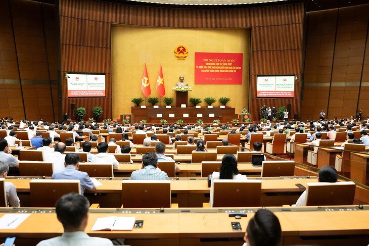 Toàn cảnh Hội nghị tại điểm cầu Nhà Quốc hội. Ảnh: Media Quốc hội