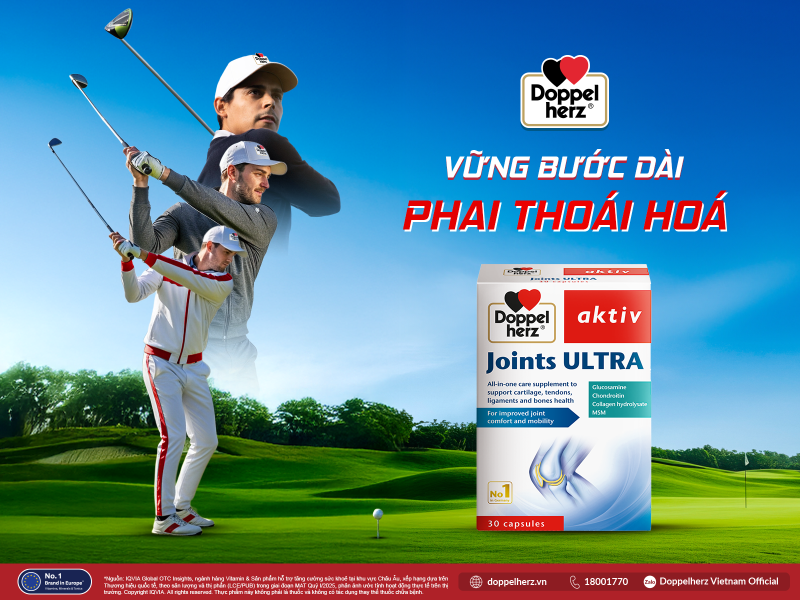 Doppelherz Joints ULTRA mang đến giải pháp "All-in-one" hỗ trợ tăng tiết dịch khớp, cải thiện độ linh hoạt và củng cố sức khỏe sụn khớp cho golfer. (Ảnh: Thương hiệu Doppelherz)