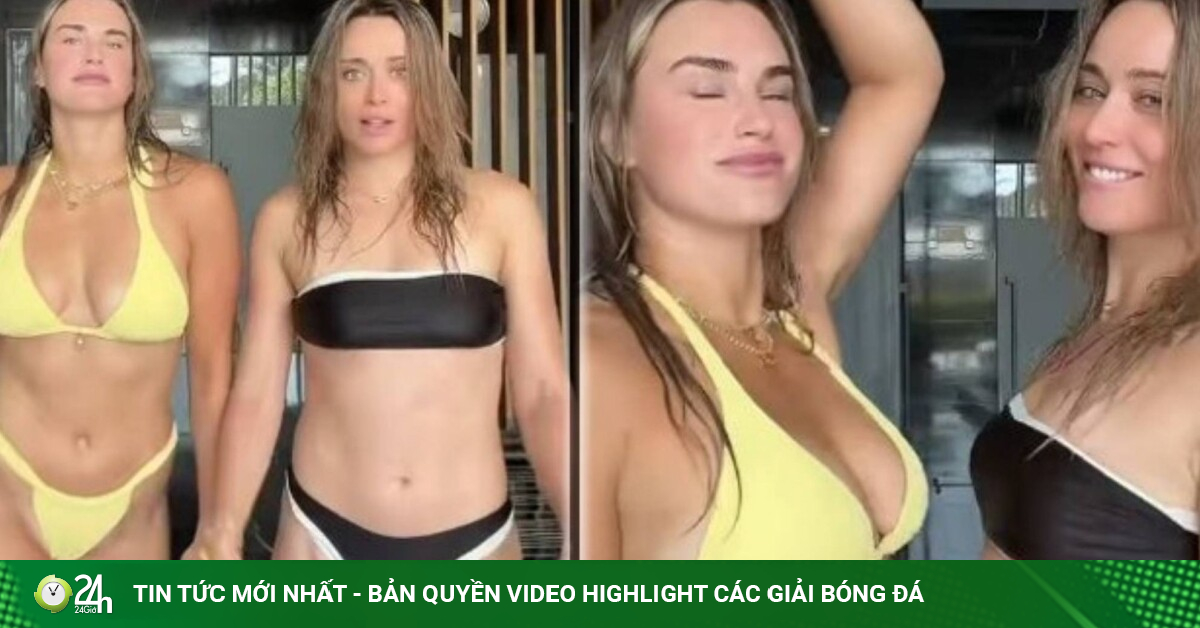 2 người đẹp tennis Sabalenka - Padosa mặc bikini lắc hông, nhảy vũ điệu gợi cảm