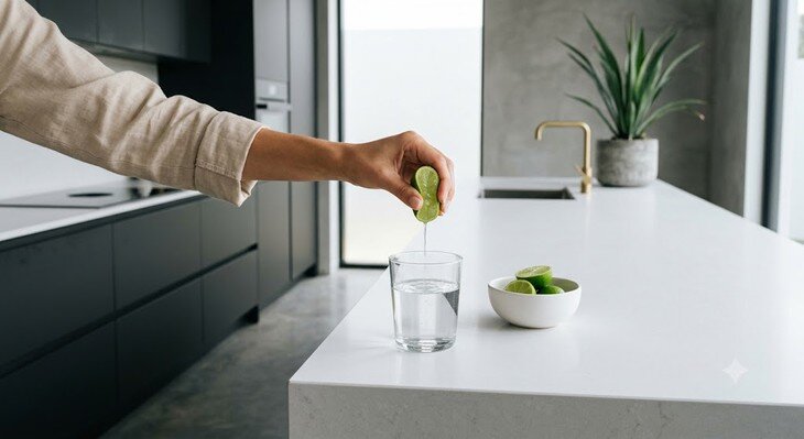 Uống một cốc nước chanh ấm đúng cách vào buổi sáng giúp bạn khởi đầu ngày mới nhiều năng lượng. Ảnh minh họa AI