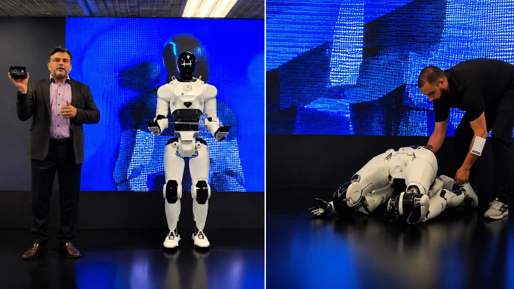 Robot AI bỗng lăn ra "chết" trên sân khấu.