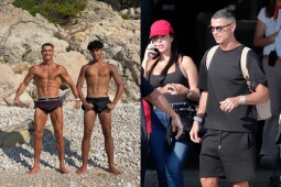 Con trai Ronaldo đọ cơ bắp với bố, CR7 khoe nhẫn kim cương "khổng lồ"