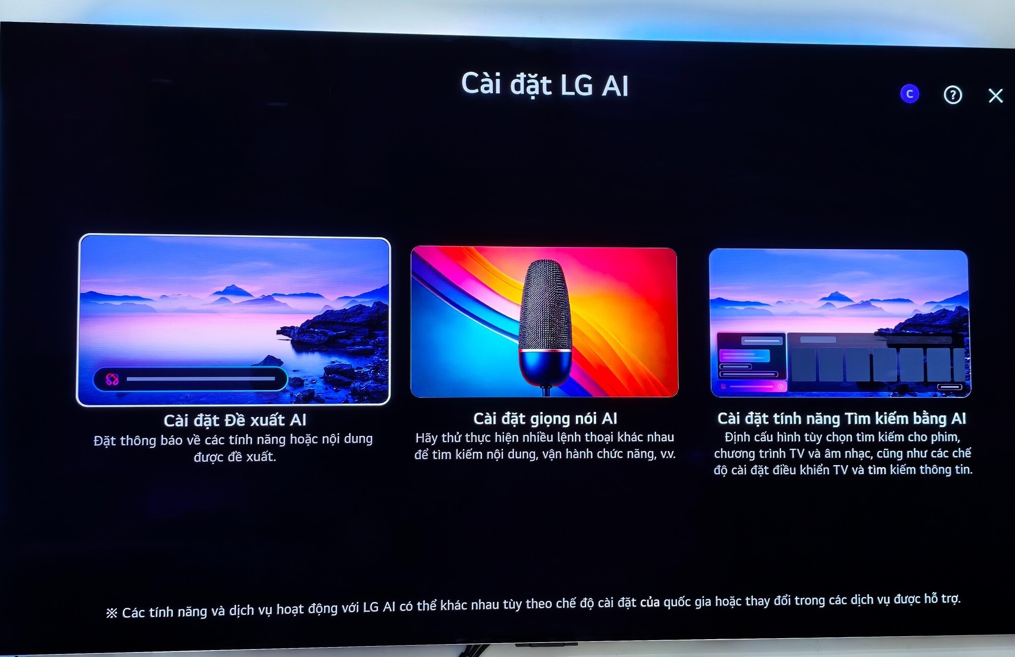 Thiết lập AI trên TV LG 2026 series.