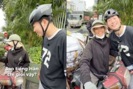 'Sốt' clip khách Hàn nói tiếng Việt với chị bán rong Việt nói tiếng Hàn như gió