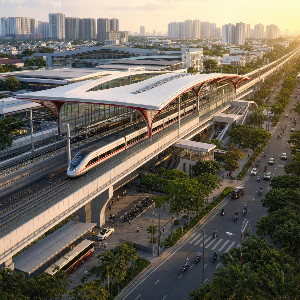 Tuyến metro Bến Thành - Cần Giờ đi qua ga Tân Mỹ tại khu Nam TP HCM. Nguồn ảnh:Hưng Lộc Phát Corporation