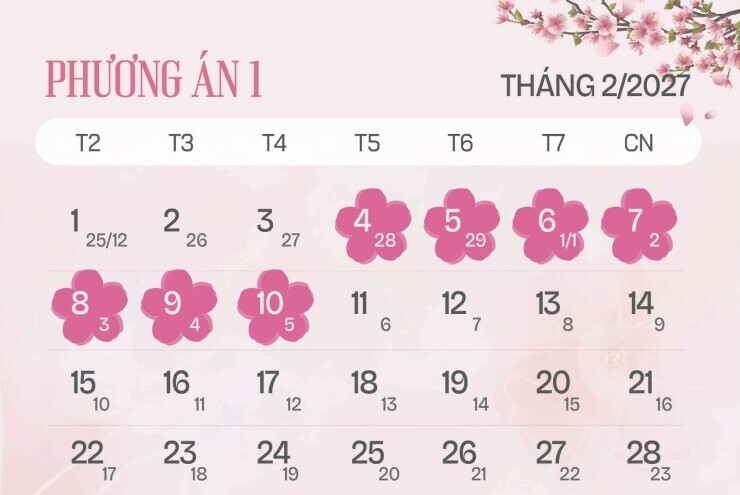 Hai phương án nghỉ Tết Đinh Mùi