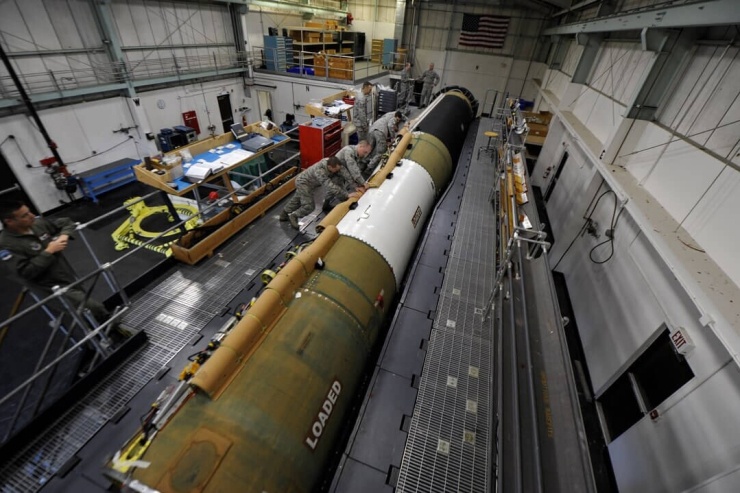 Tên lửa đạn đạo liên lục địa LGM-30G Minuteman III tại căn cứ Không quân Barksdale, bang Louisiana, Mỹ (Ảnh: Bộ Chiến tranh Mỹ)