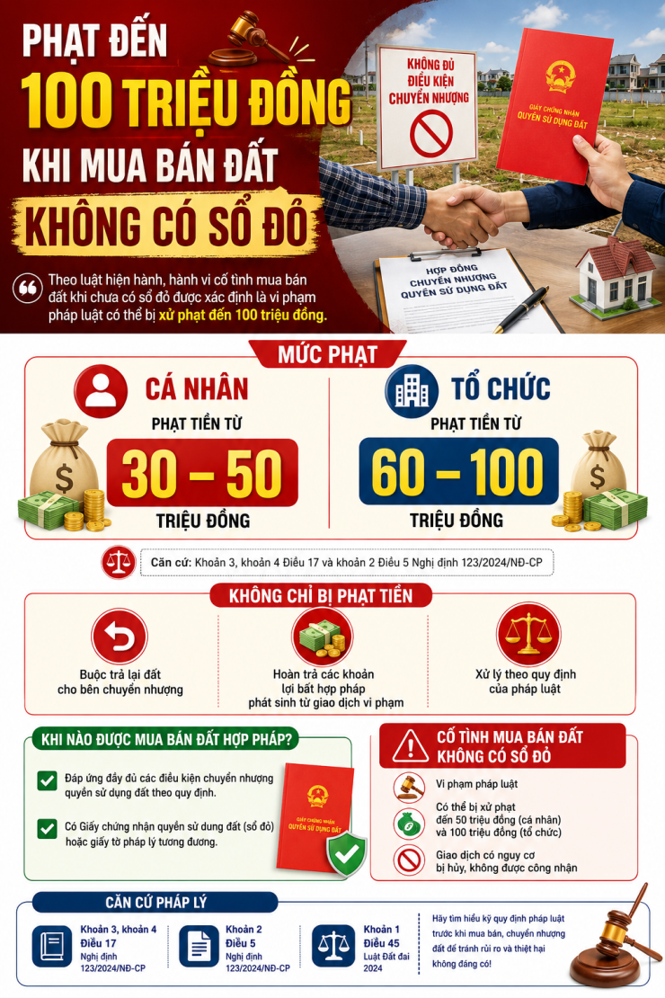 Mua bán đất không có sổ đỏ, người dân có thể bị phạt rất nặng