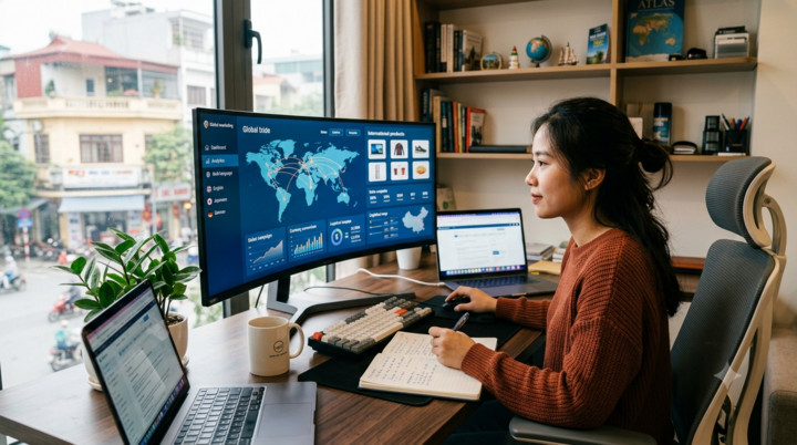 AI và dữ liệu đang làm thay đổi ngành tiếp thị xuyên biên giới. (Ảnh: AI)
