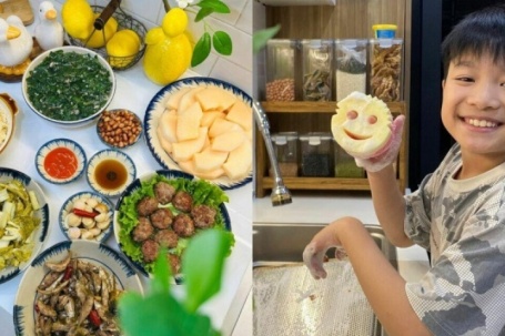 Mâm cơm mẹ Hà Nội dạy con trai nấu trong kỳ nghỉ hè