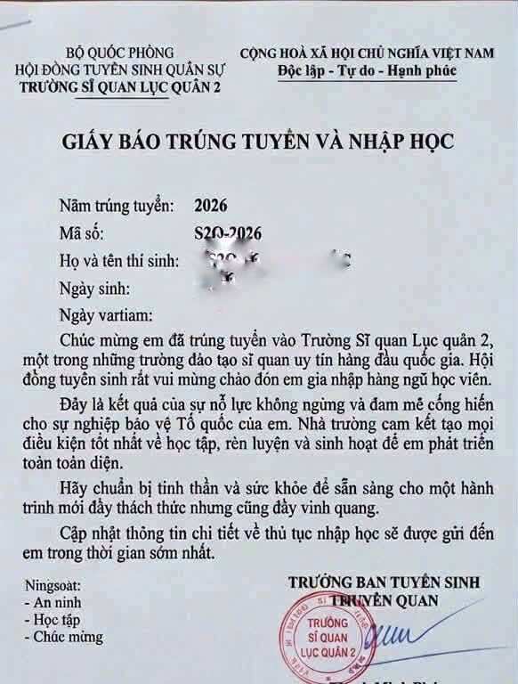 Trường Sĩ quan Lục quân 2 cảnh báo giả mạo nhập học. Ảnh: CMH