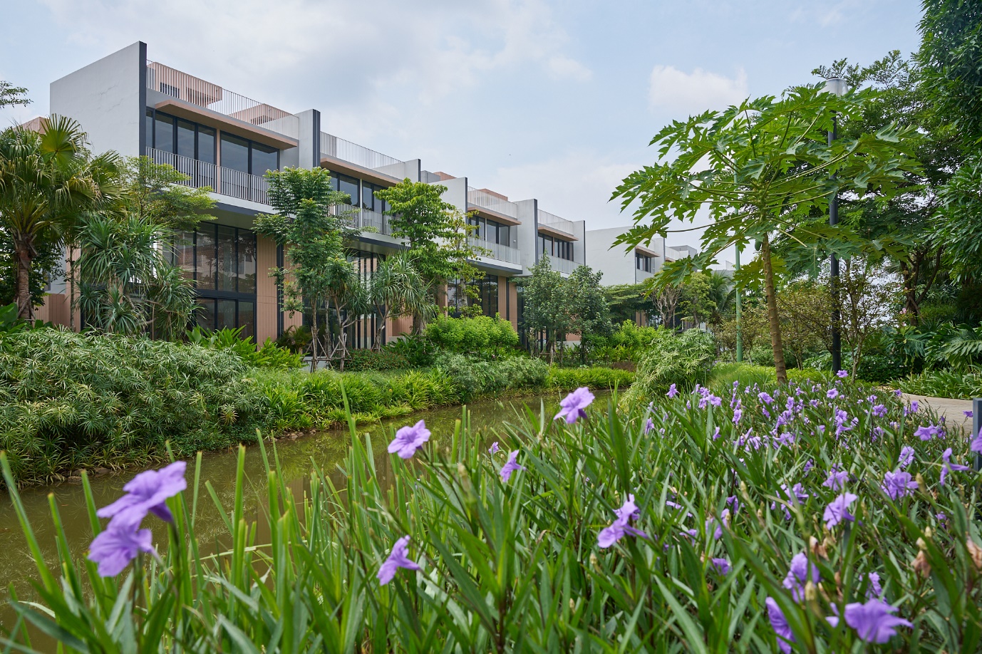 Phần lớn diện tích tại Ecovillage Saigon River dành cho cây xanh, mặt nước. Ảnh: Phong Anh
