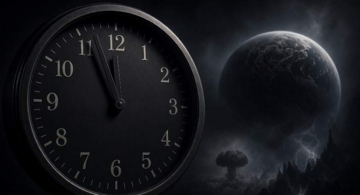 Hình minh họa đồng hồ tận thế (Doomsday Clock).