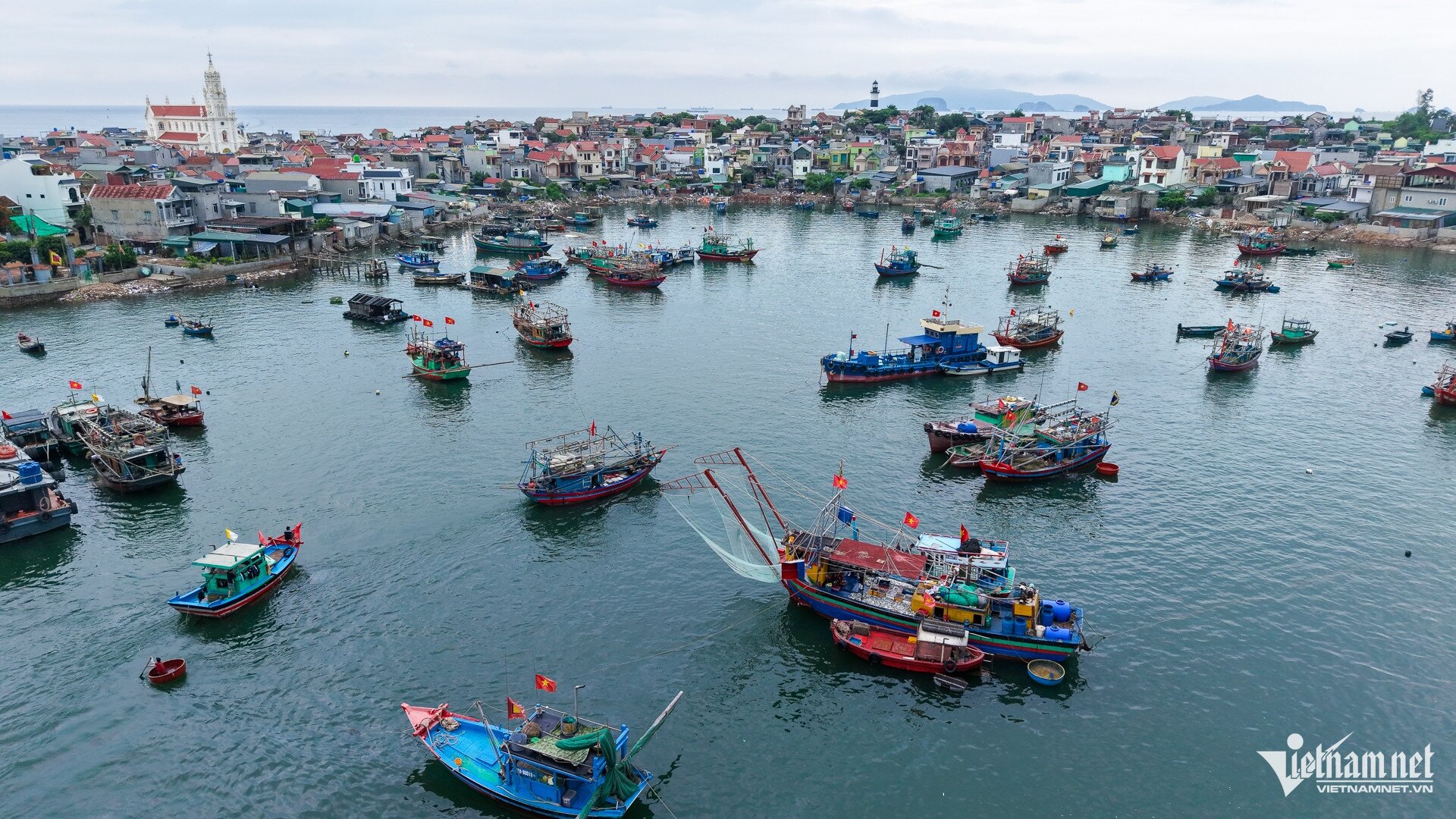 Thuyền bè tấp nập đưa hải sản về cập bến sáng sớm