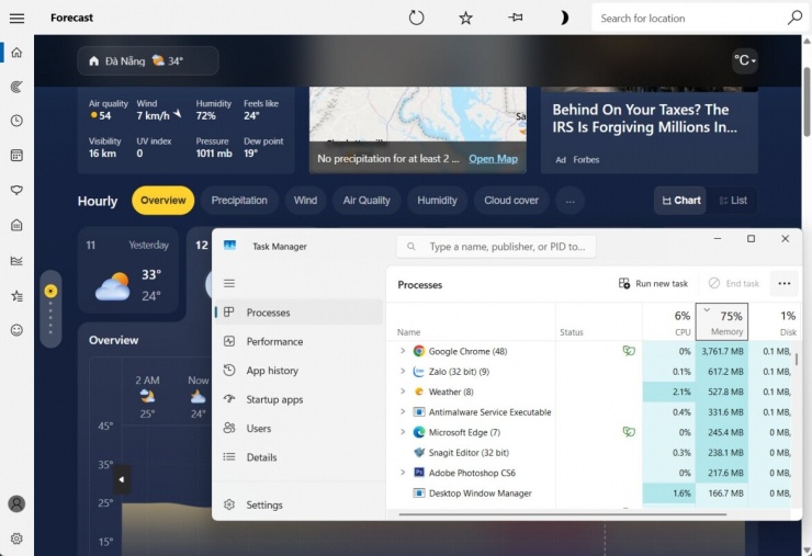 Weather là ứng dụng mặc định có trên Windows 11