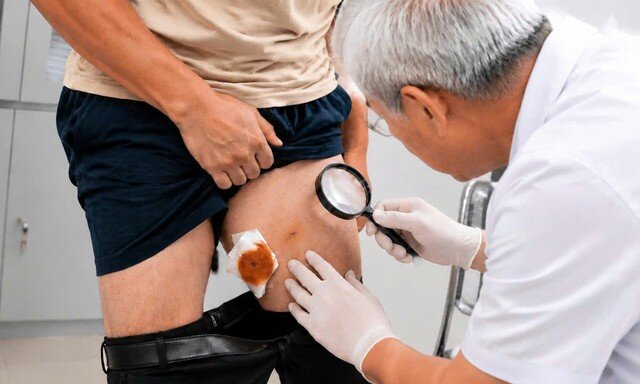 Bác sĩ thăm khám cho người bệnh. Ảnh: BVCC.&nbsp;