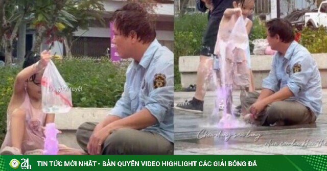 Clip em bé cùng bố nghịch nước vòi phun khiến dân mạng cảm thấy được chữa lành