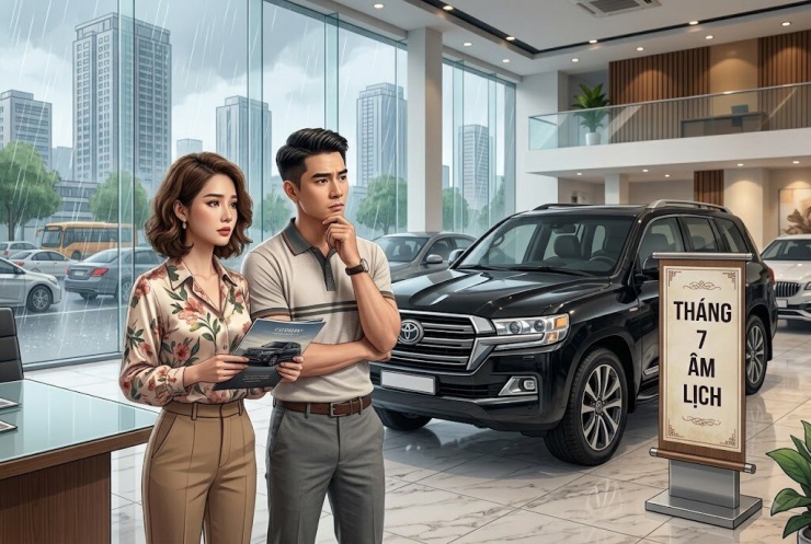 Nhiều người có tâm lý kiêng mua tài sản lớn như nhà cửa, ô tô vào tháng Ngâu. Ảnh minh hoạ tạo bởi AI.