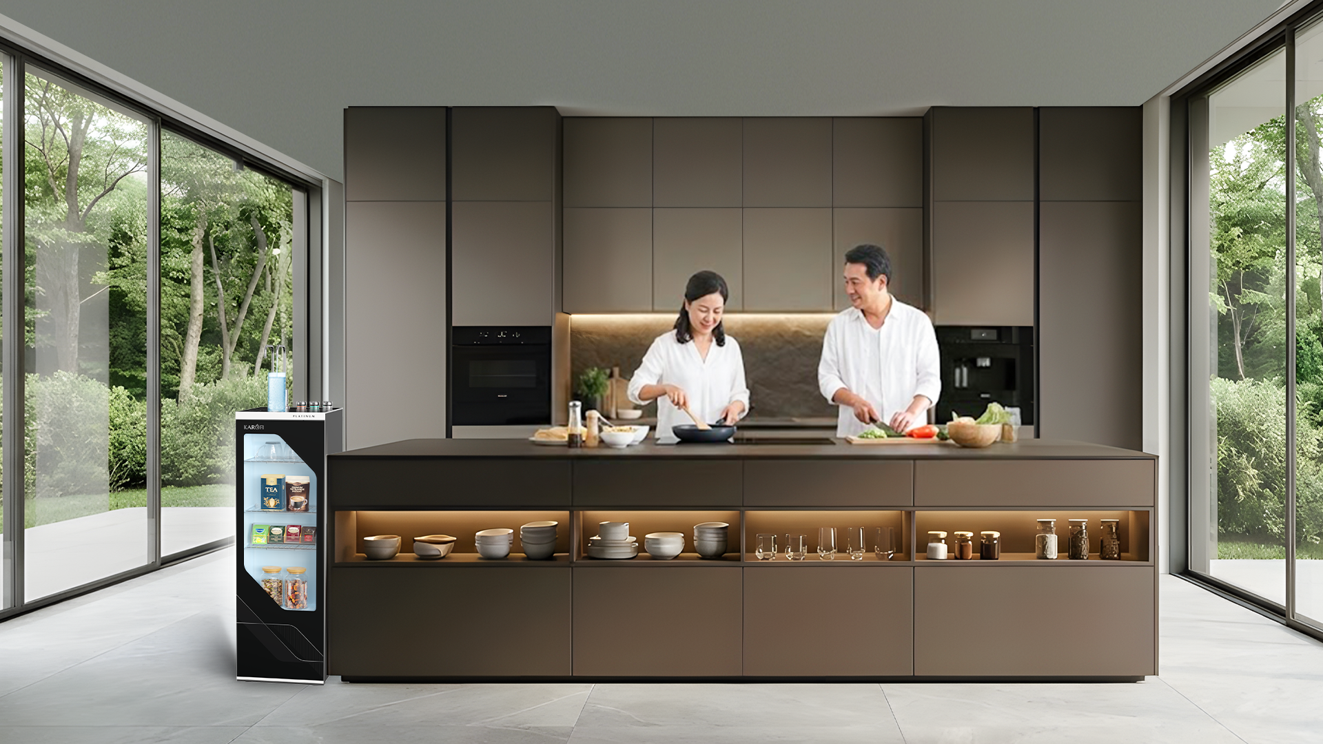 Máy lọc nước đặt trong bếp mở đòi hỏi ngoại quan ấn tượng và tính thẩm mỹ cao
