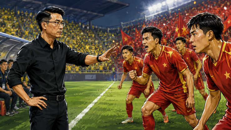 HLV Tan Cheng Hoe và ĐT Malaysia rất quyết tâm khi đối đầu ĐT Việt Nam. Ảnh minh họa. Ảnh: ChatGPT