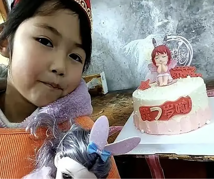 Bé Tân Lỗi trong sinh nhật lần thứ 7. Ảnh: Baidu