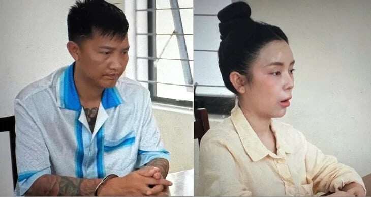Huấn "Hoa Hồng" cùng vợ tại cơ quan điều tra. Ảnh: VTV.