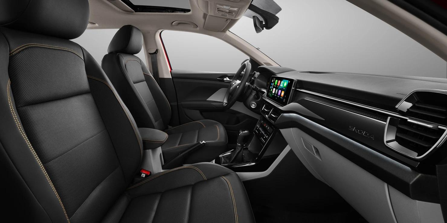 Khoang nội thất của Skoda Kushaq gây ấn tượng nhờ trang bị nhiều tiện ích thông minh.