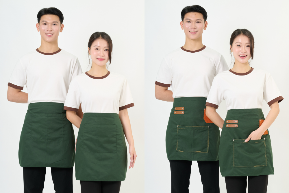 Combo tạp dề và áo thun đồng phục may sẵn từ Fast Uni: Lựa chọn tiện lợi cho quán cafe - 1