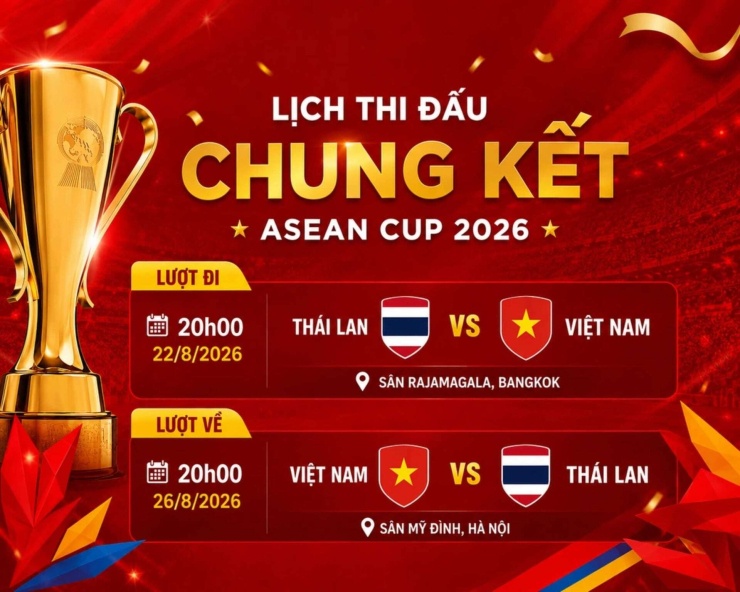 ĐT Việt Nam đấu ĐT Thái Lan ở chung kết ASEAN Cup 2026.