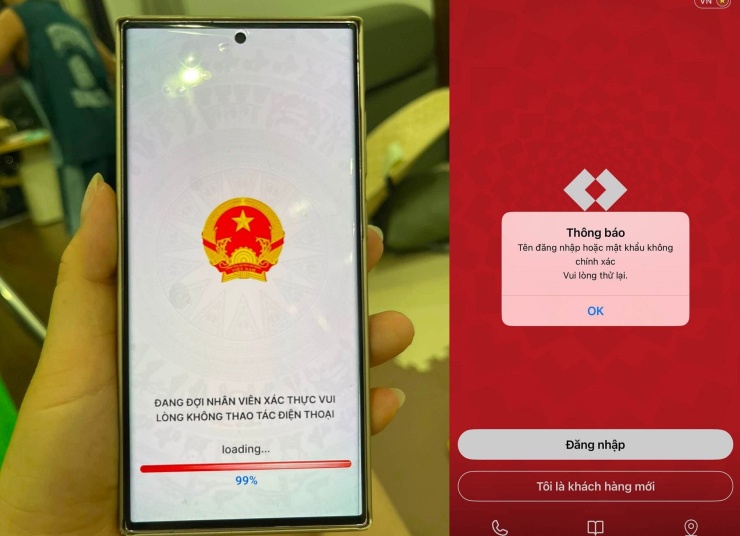 Sau khi tải ứng dụng giả mạo, đối tượng chiếm quyền điều khiển điện thoại và chính chủ không thể đăng nhập tài khoản ngân hàng. Ảnh: NVCC