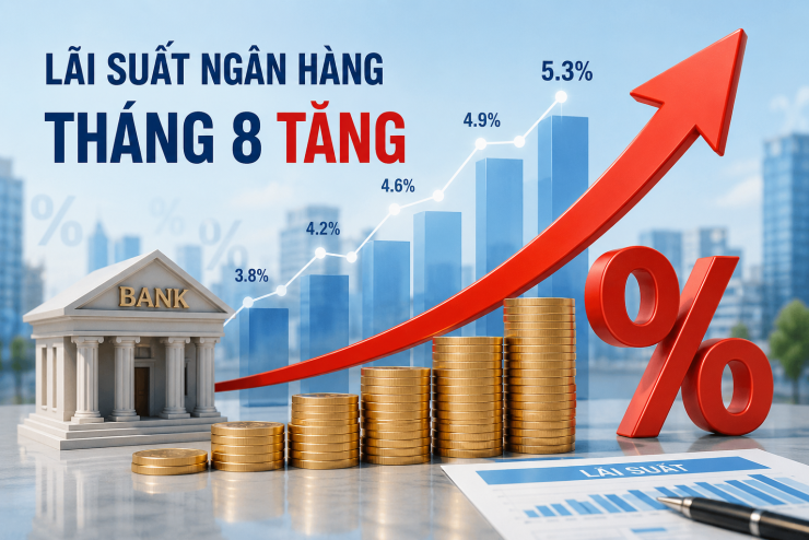 Mô phỏng lãi suất tiền gửi ngân hàng tăng. Ảnh: AI