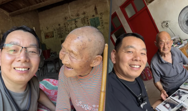 Tian Rui thăm người cao tuổi ở thị trấn Ziqiu, huyện Changyang, tỉnh Hồ Bắc, Trung Quốc. Ảnh: SCMP
