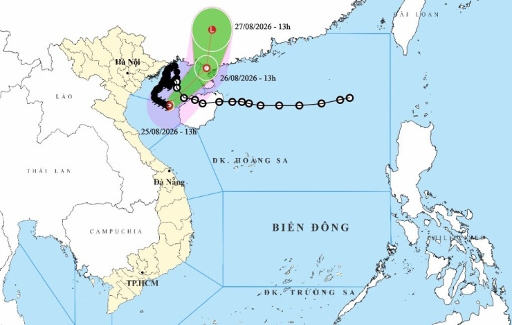 Dự báo đường đi của bão số 4.