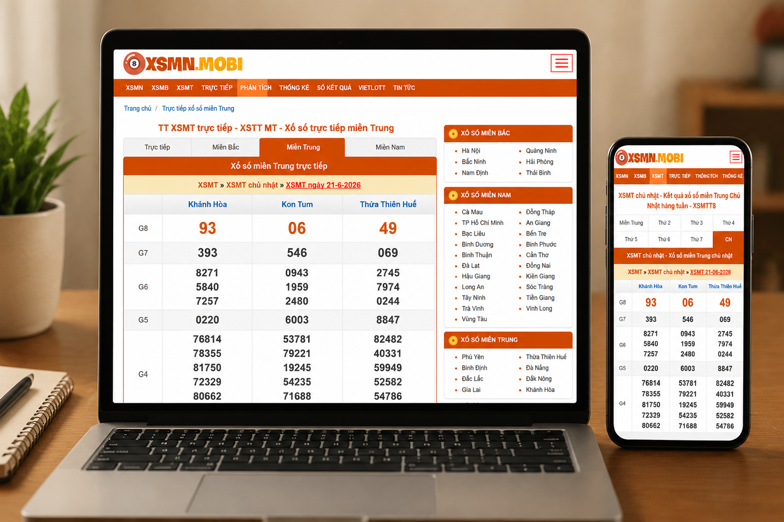 XSMN.mobi hỗ trợ xem trên nhiều thiết bị khác nhau
