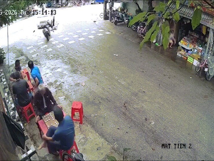 Clip: Các cụ đang "chiếu tướng" trên bàn cờ thì bị xe máy tông trúng