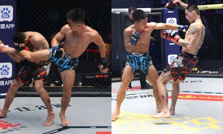 Tạ Duy (quần xanh) giành chiến thắng trước Otgonsuren Sukhbat