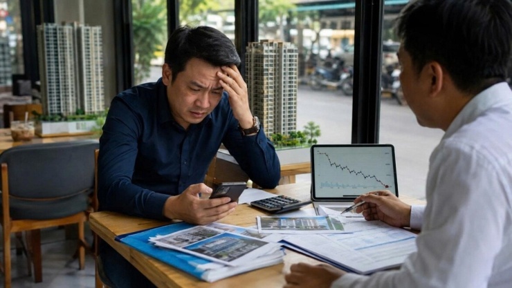 Thanh khoản suy giảm, không ít nhà đầu cơ buộc phải tính đến phương án cắt lỗ để thu hồi dòng tiền (Ảnh minh họa: ChatGPT)