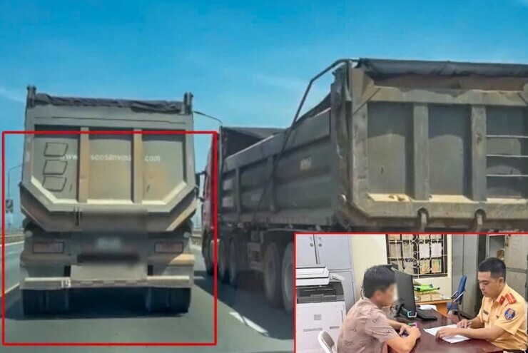 Xe đầu kéo chạy “rùa bò” trên cầu Thăng Long, tài xế bị phạt tiền triệu