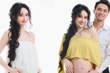 Vũ Thúy Quỳnh rạng rỡ khoe sắc khi mang bầu
