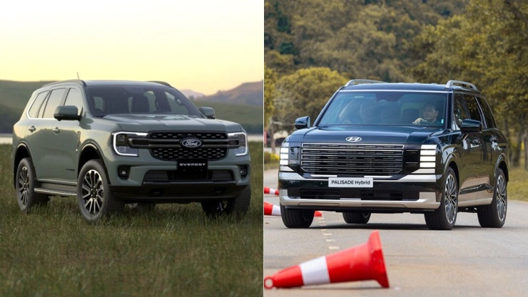 Ford Everest và Hyundai Palisade (phải) đều là những mẫu SUV đáng cân nhắc ở tầm giá 1,7 tỷ đồng.
