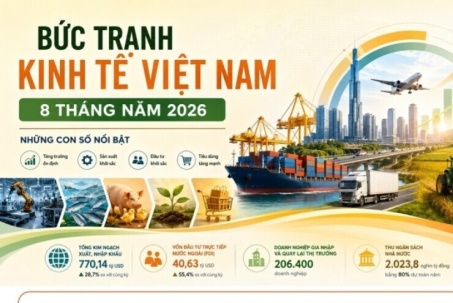 Kinh tế Việt Nam 8 tháng năm 2026: Nhiều động lực tăng trưởng được củng cố