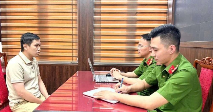 Võ Đại Trường Lâm tại cơ quan công an. Ảnh: Công an Thanh Hóa.&nbsp;