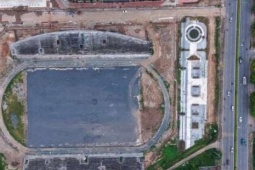 Toàn cảnh Sân vận động Phúc Thọ bỏ hoang nhiều năm ở ngoại thành Hà Nội được đầu tư hàng trăm tỷ đồng để cải tạo